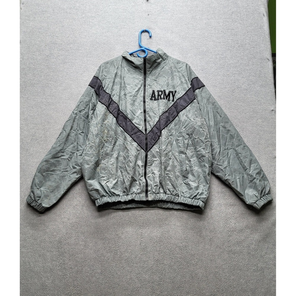 VINTAGE US Army Men Jacket M‎ Gray Windbreaker Skilcraft PFU Embroidery